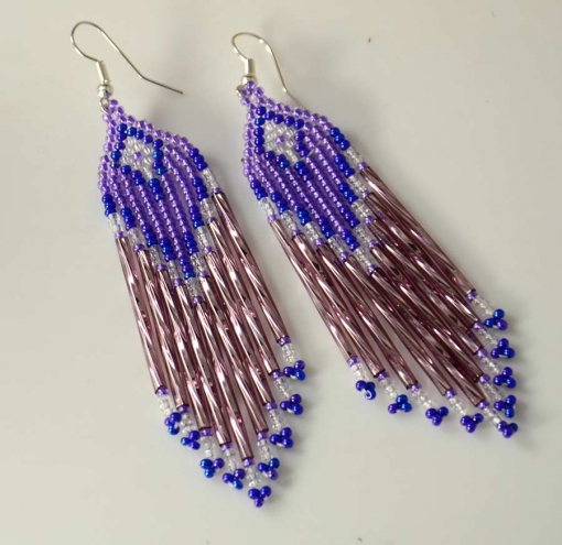 Rena Charles Beaded Earrings Purple