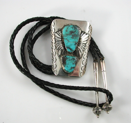 Navajo Bolo Tie with Bisbee Turquoise