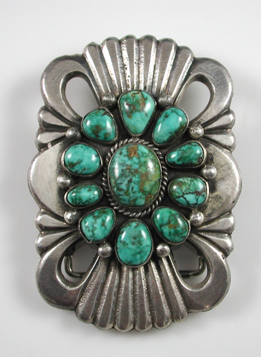 Pilot Mountain Turquoise Buckle by Mike Platero