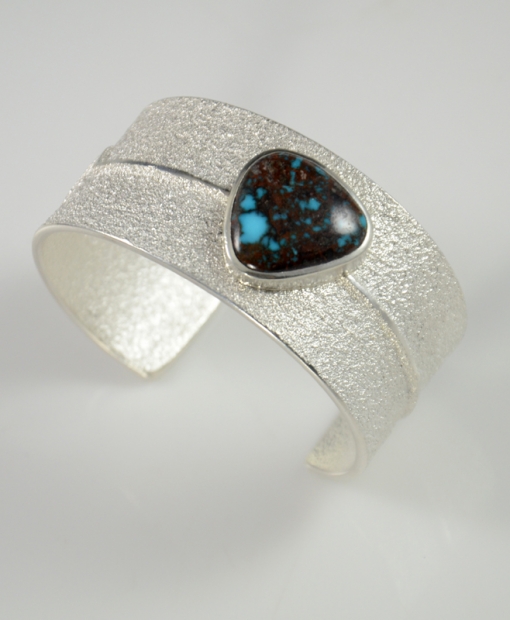 Silver and Bisbee Turquoise Bracelet by Darryl Dean Begay