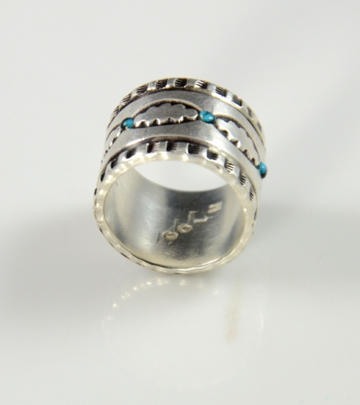 Coin Silver Turquoise Ring-Darryl Begay