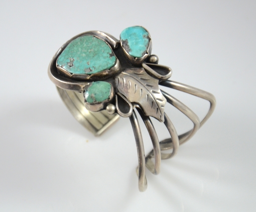 Navajo Silver and Turquoise Bracelet by Ramone Platero