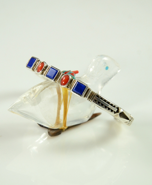 Silver Bracelet with Lapis and Coral by Jennifer Curtis