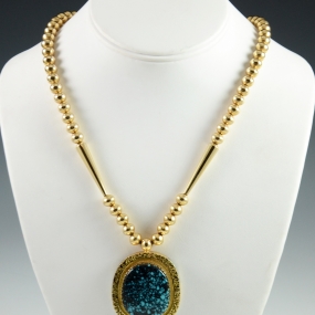 18Kt gold and turquoise necklace by Al Nez