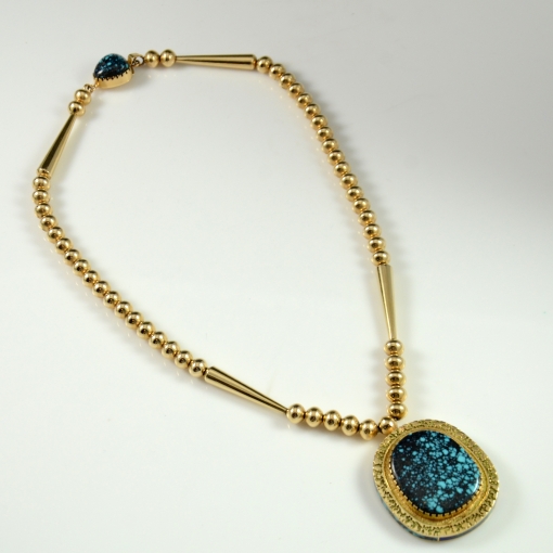 18Kt gold and turquoise necklace by Al Nez