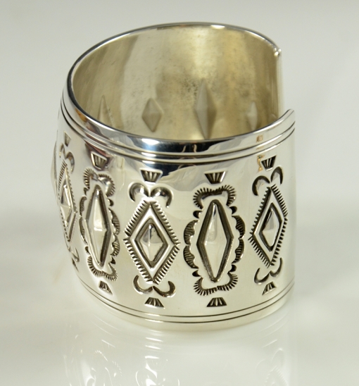 Handmade Sterling Silver Stamped and Repousse Bracelet by Fidel Bahe
