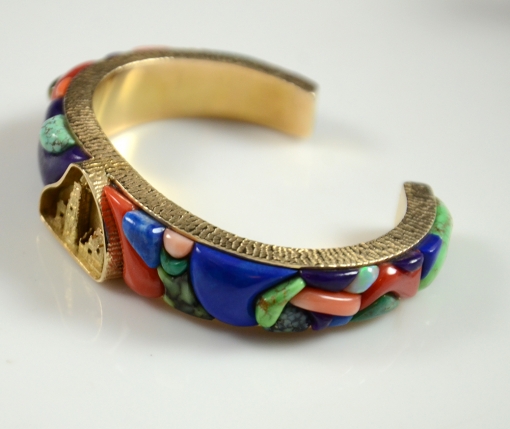 Cobble Inlay Bracelet by Navajo Artist Alvin Yellowhorse, Sedona Indian Jewelry, Sedona Native American Jewelry