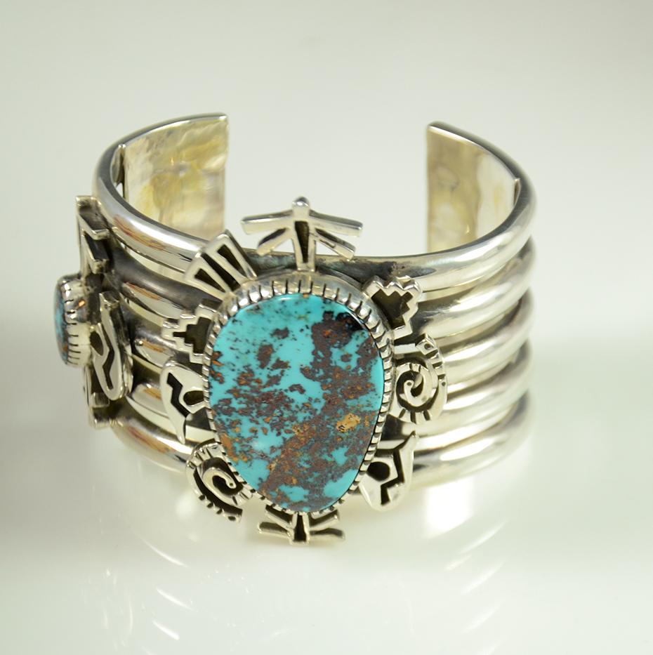 Persian Turquoise Bracelet by Kee Yazzie Jr - Hoel's Indian Shop