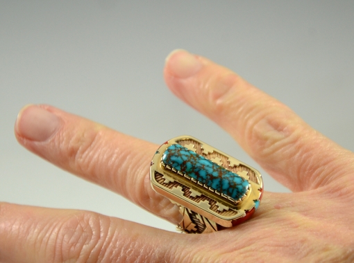 e Ring by Leo Yazzie, Gold Ring, Navajo Ring, Sedona Native American Jewelry
