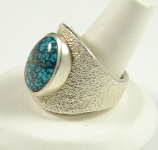 Silver and Lone Mountain Turquoise Ring by Navajo Artist, Darryl Dean Begay, Sedona Indian Jewelry, Turquoise Jewelry