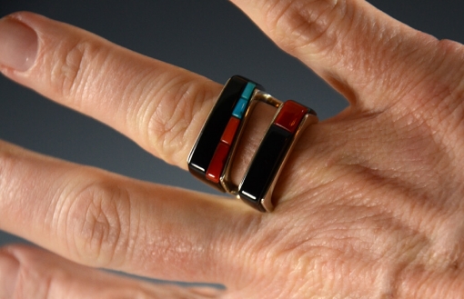 Inlaid Ring By Richard Chavez, Sedona Indian Jewelry, Sedona Turquoise jewelry