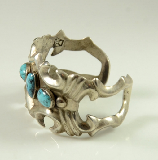 Silver Sandcast Bracelet by Ambrose Roanhorse, Navajo Jewelry, Turquoise Jewelry, Sedona Indian Jewelry