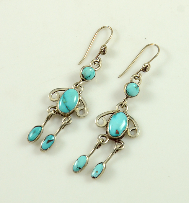 Natural Turquoise Earrings by Greg Lewis - Hoel's Indian Shop