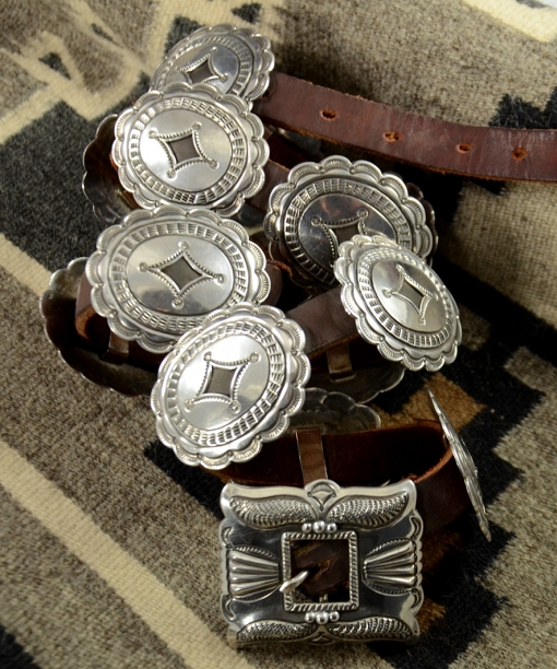 Sterling Silver Navajo Concho Belt by Fred Thompson, Sedona Indian Jewelry, Flagstaff Indian Jewelry