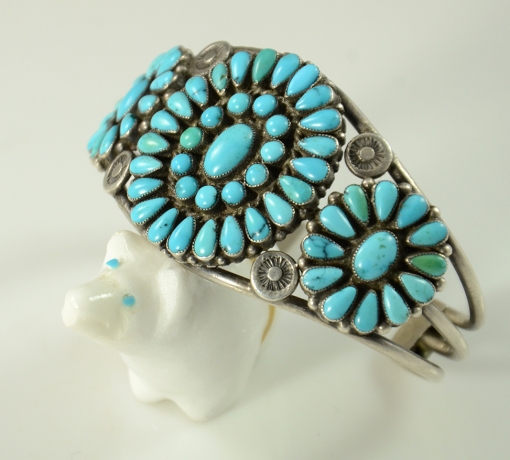 Vintage Zuni Cluster Bracelet, Flagstaff Indian Jewelry, Sedona Indian Jewelry