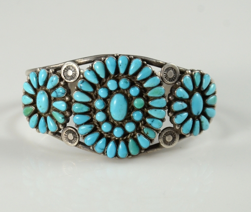 Vintage Zuni Cluster Bracelet, Flagstaff Indian Jewelry, Sedona Indian Jewelry