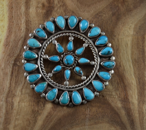 Vintage Silver and Turquoise Zuni Pin, Sedona Indian Jewelry, Sedona Native Amercian, Sedona Turquoise Jewelry