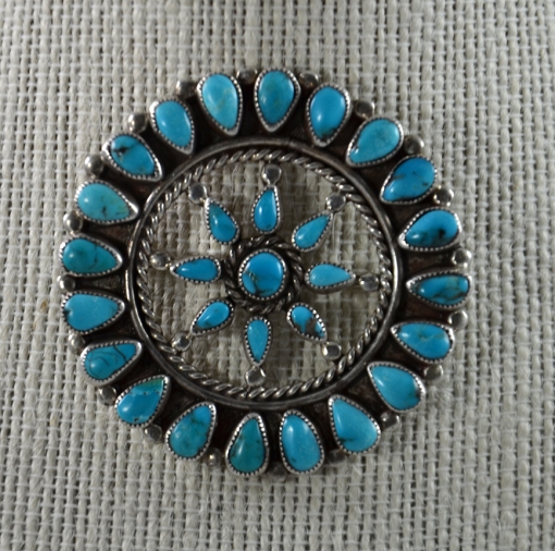 Vintage Silver and Turquoise Zuni Pin, Sedona Indian Jewelry, Sedona Native Amercian, Sedona Turquoise Jewelry