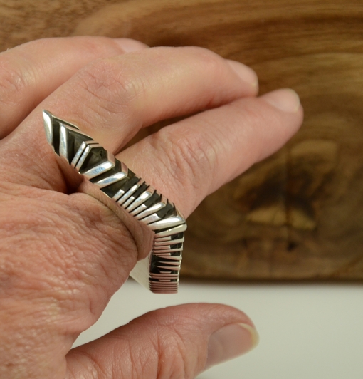 Sterling Silver Pointer Finger Ring by Isaiah Ortiz, San Filipe Pueblo