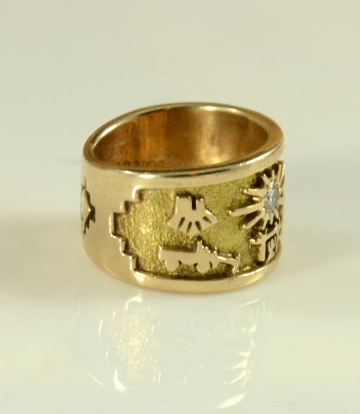 14KT Gold and Diamond Ring by Navajo Artist Vernon Haskie