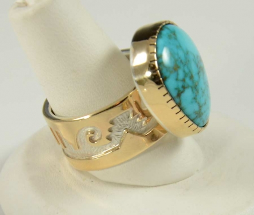 Lone Mountain Turquoise Ring by Dina Huntinghorse
