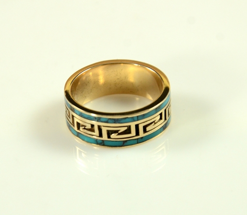 14Kt gold and turquoise men's ring by Andy Lee Kirk