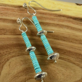 Sleeping Beauty Turquoise and Silver Earrings by Hopi Artist, Piki Wadsworth
