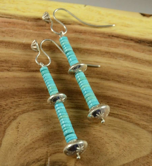 Sleeping Beauty Turquoise and Silver Earrings by Hopi Artist, Piki Wadsworth