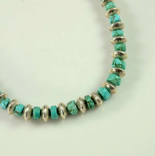 Hopi Red Mountain Turquoise and Silver Necklace by Piki Wadsworth