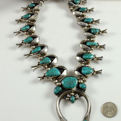 Lone Mountain Turquoise Squash Blossom Necklace - Hoel's Indian Shop