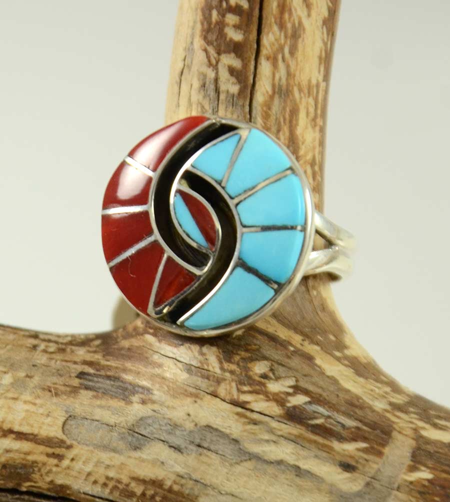 Zuni Handmade Sterling Silver Turquoise Inlay Post Earrings Amy Quandelacy 