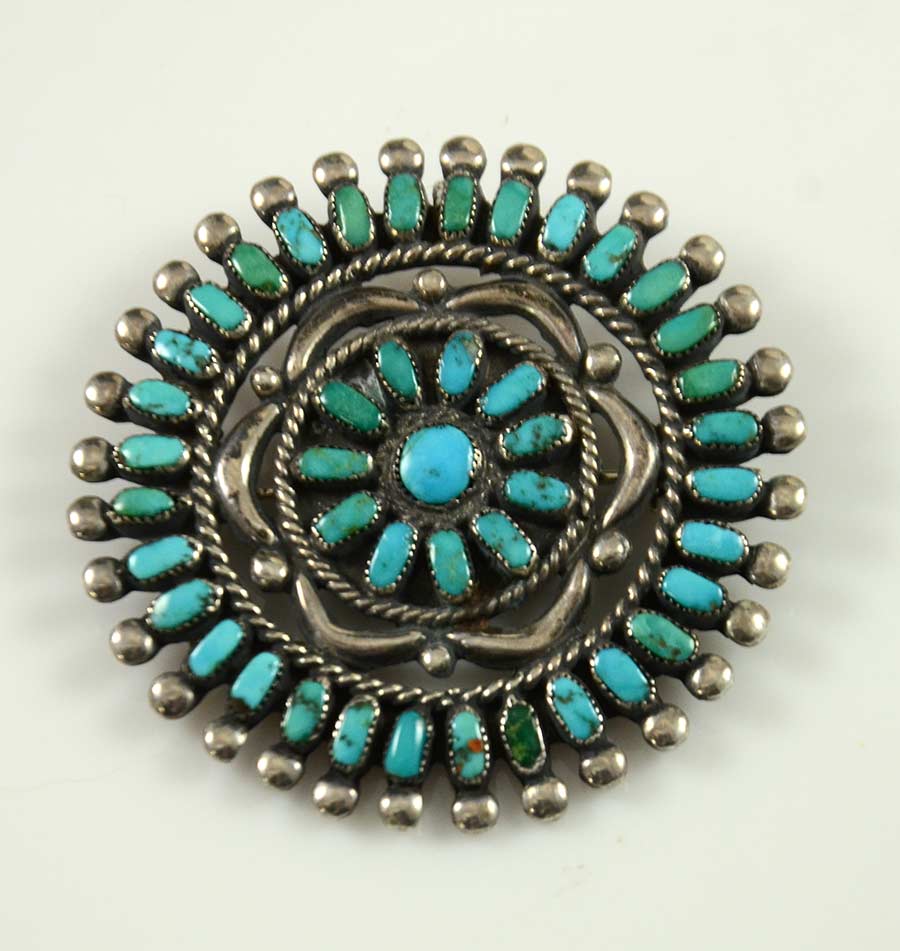 Vintage Zuni Turquoise Pin - Hoel's Indian Shop