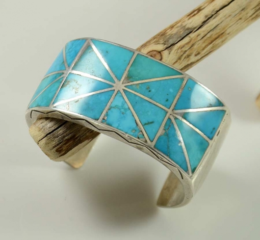 Vintage Navajo Blue Gem Turquoise Bracelet by Ambrose Lincoln