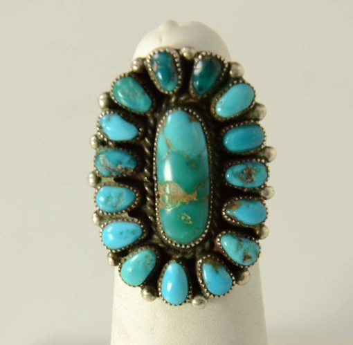 Turquoise Zuni Cluster Ring Vintage