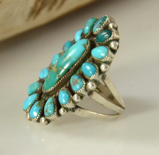 Turquoise Zuni Cluster Ring Vintage