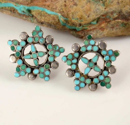 Vintage Dishta Zuni Turquoise Earrings