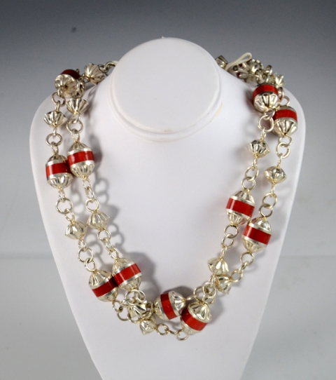 Michael Perry Necklace Silver Coral Bead - Hoel's Indian Shop