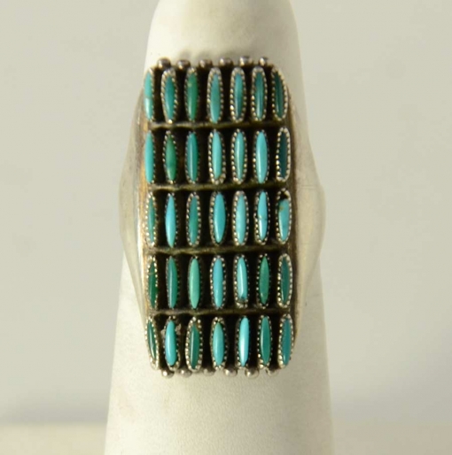 Zuni Turquoise Needlepoint Ring Vintage