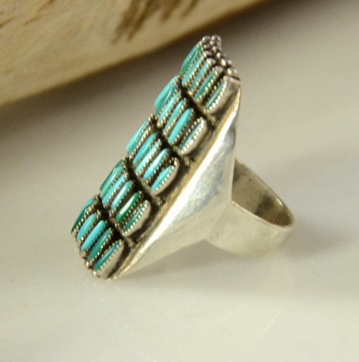 Zuni Needlepoint Turquoise Ring Vintage