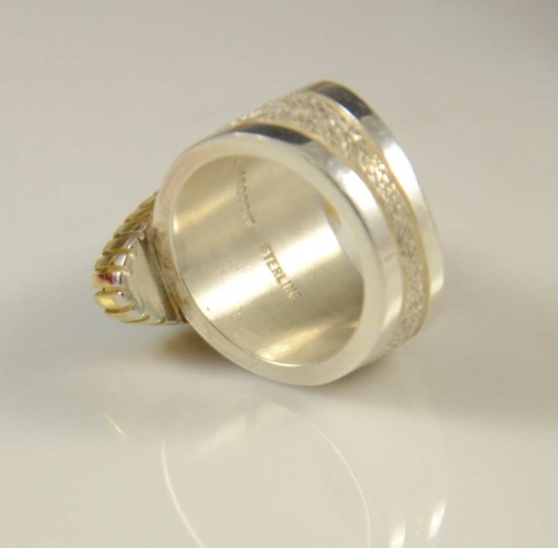 Craig Agoodie Silver Gold Morenci Turquoise Ring