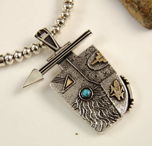 Jack Tom Navajo Necklace Silver Gold Turquoise