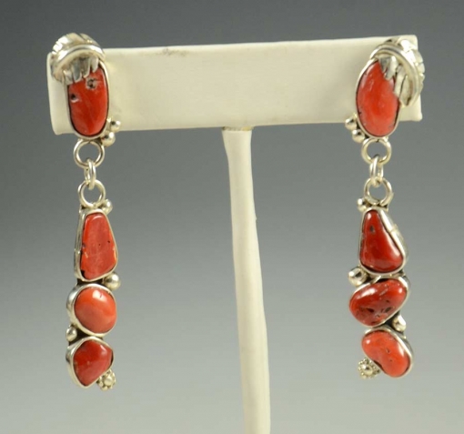 Tammy Deysee Silver Coral Zuni Earrings