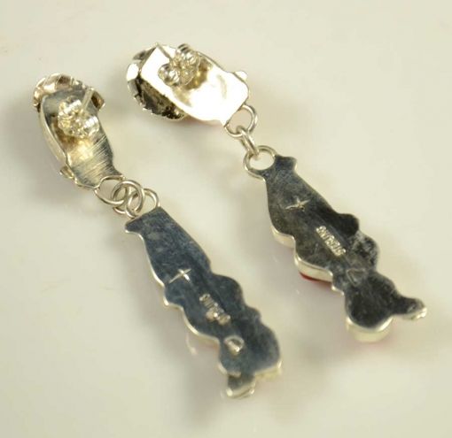 Tammy Deysee Silver Coral Zuni Earrings