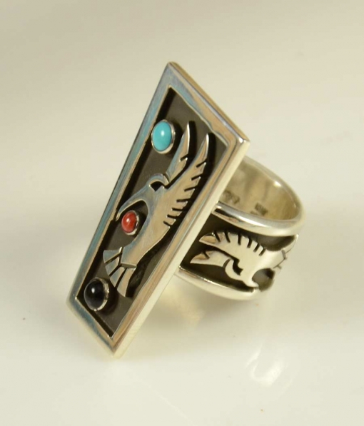 Aaron John Silver Hummingbird Navajo Ring
