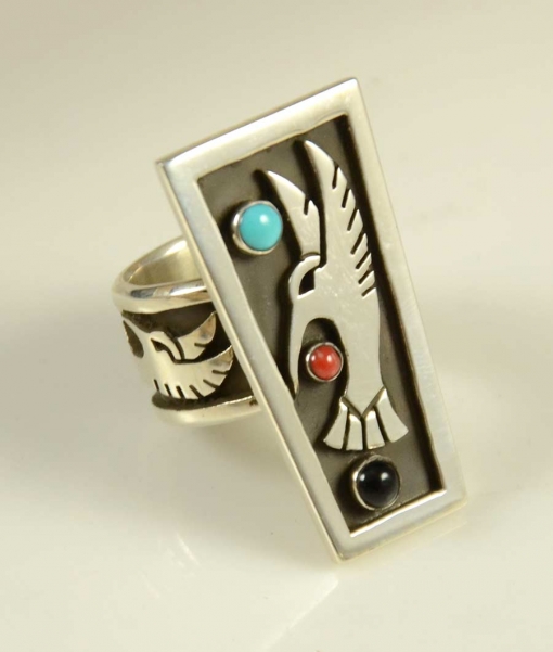 Aaron John Silver Hummingbird Navajo Ring