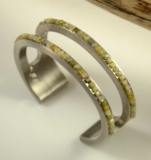 Pat Pruitt Stainless Steel Industrial Diamond Bracelet