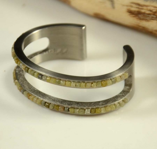 Pat Pruitt Stainless Steel Industrial Diamond Bracelet