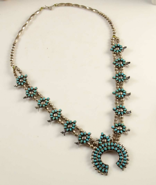Vintage Zuni Squash Blossom Necklace