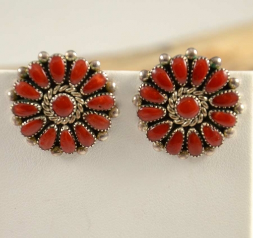 Alice Quam Silver Coral Zuni Earrings