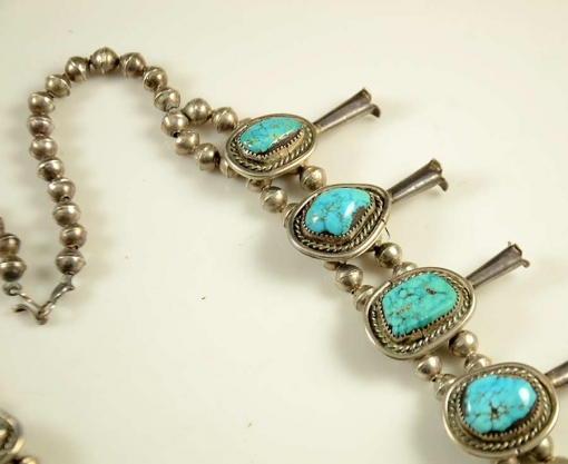 Morenci Turquoise Squash Blossom Necklace